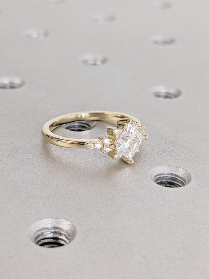 Asscher Three Stones Engagement Ring – 5.75 CT Moissanite Diamond