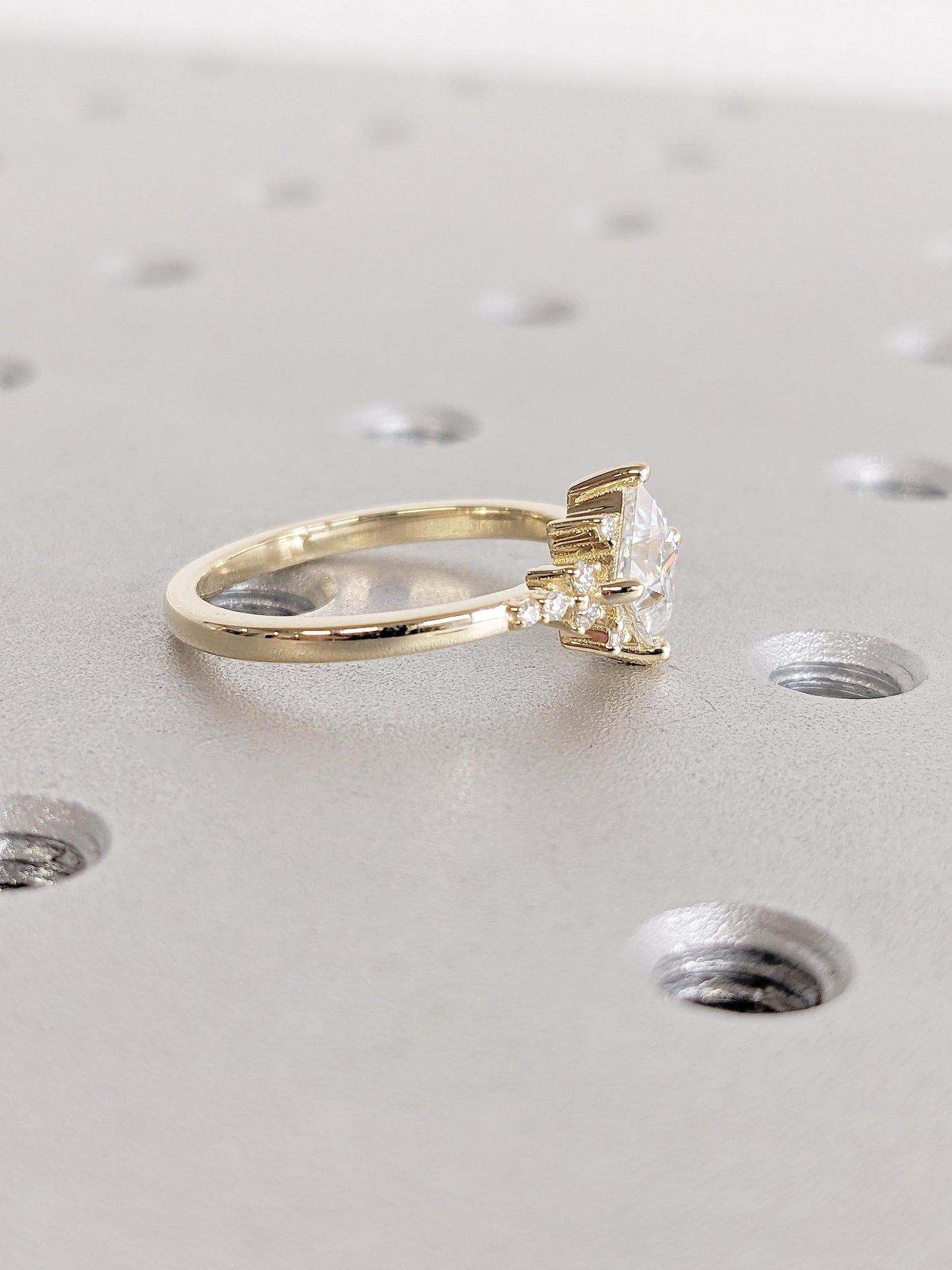 Asscher Three Stones Engagement Ring – 5.75 CT Moissanite Diamond