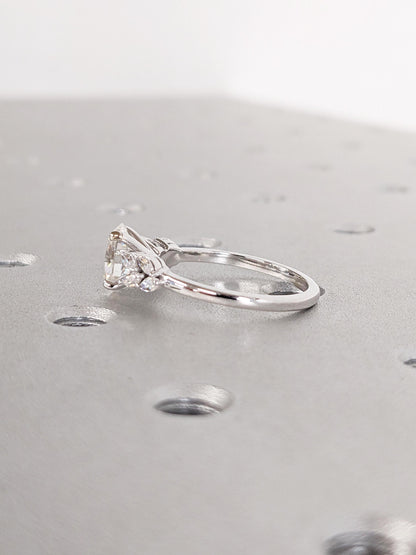 Asscher Three Stones Engagement Ring – 5.75 CT Moissanite Diamond