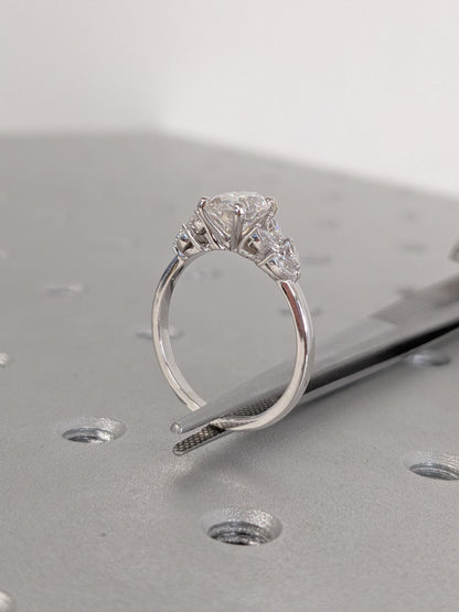 Asscher Three Stones Engagement Ring – 5.75 CT Moissanite Diamond