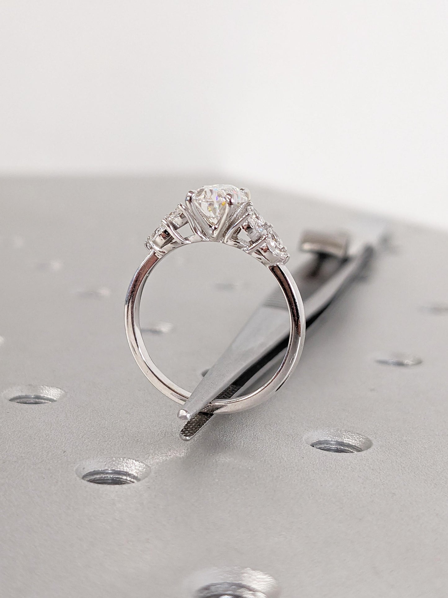 Asscher Three Stones Engagement Ring – 5.75 CT Moissanite Diamond