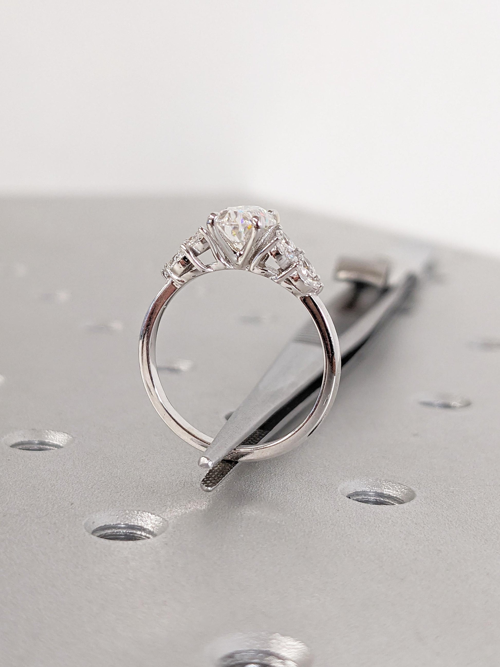 Asscher Three Stones Engagement Ring – 5.75 CT Moissanite Diamond