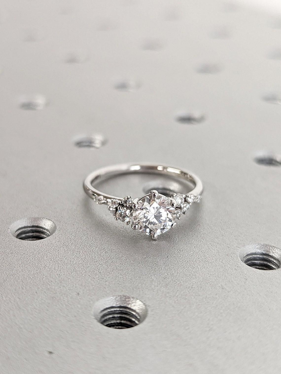 Asscher Three Stones Engagement Ring – 5.75 CT Moissanite Diamond