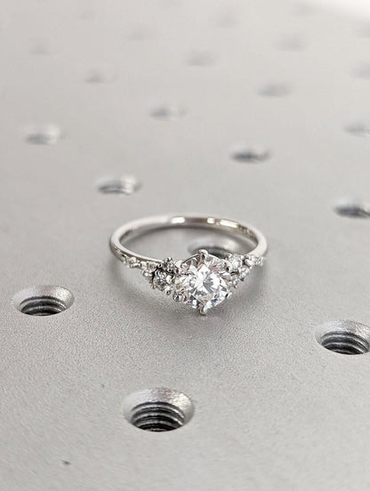 Asscher Three Stones Engagement Ring – 5.75 CT Moissanite Diamond