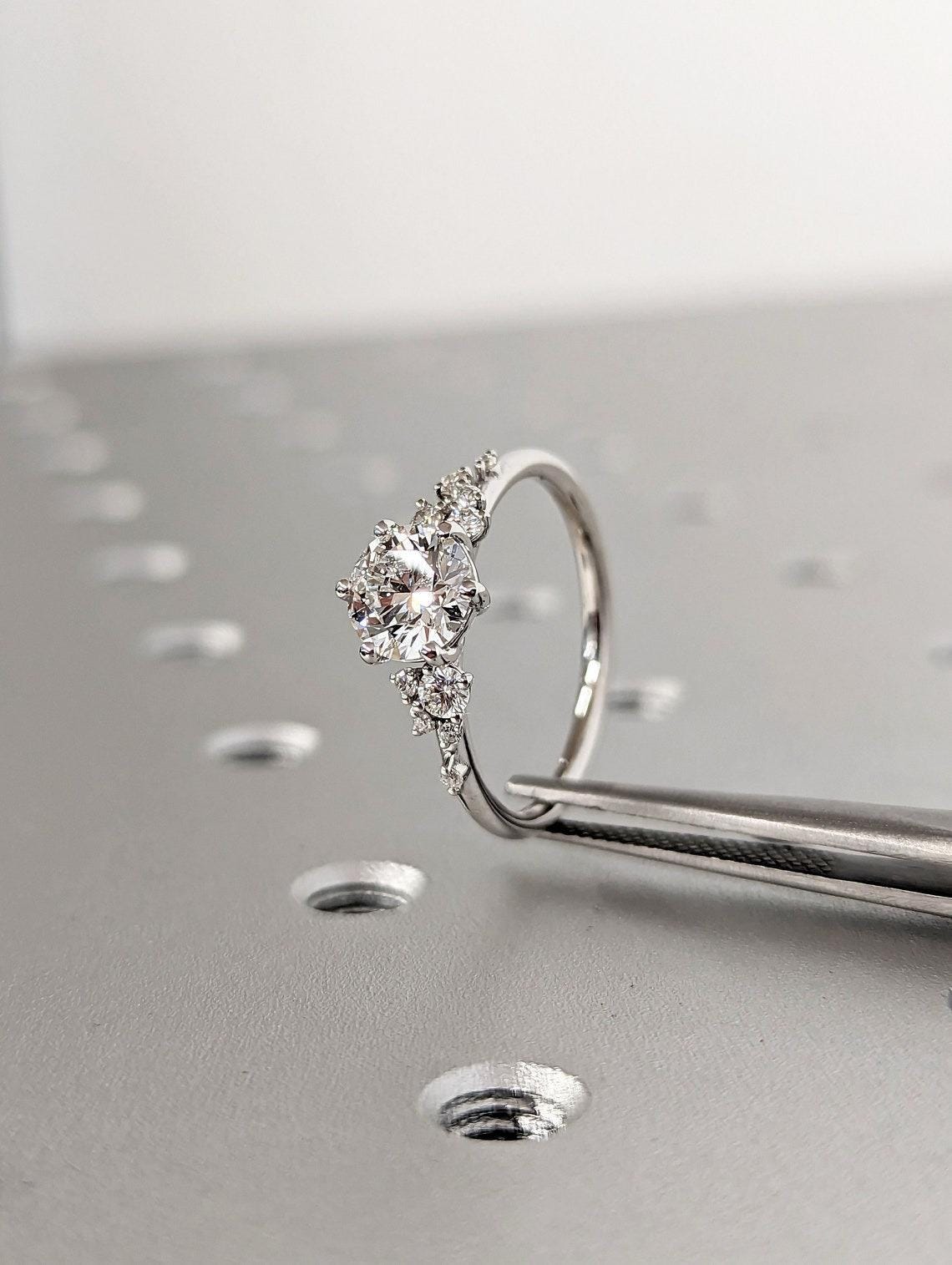 Asscher Three Stones Engagement Ring – 5.75 CT Moissanite Diamond