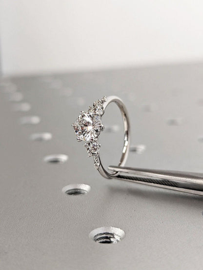 Asscher Three Stones Engagement Ring – 5.75 CT Moissanite Diamond