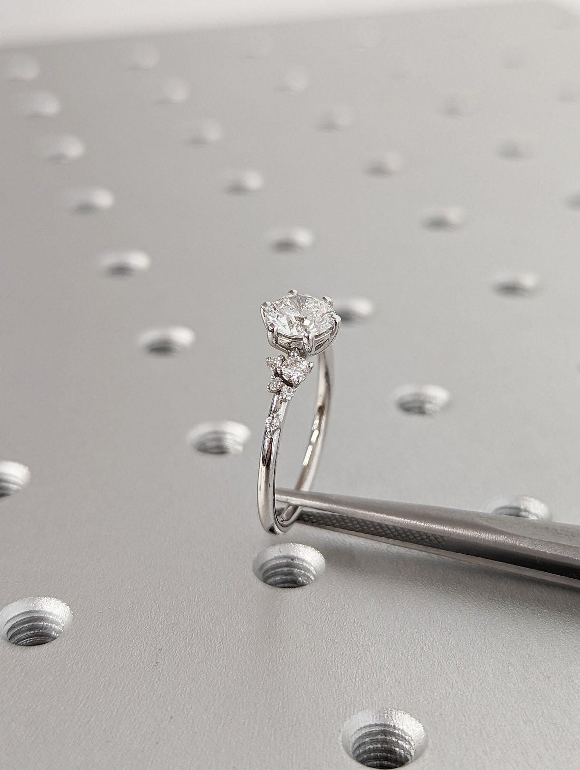 Asscher Three Stones Engagement Ring – 5.75 CT Moissanite Diamond
