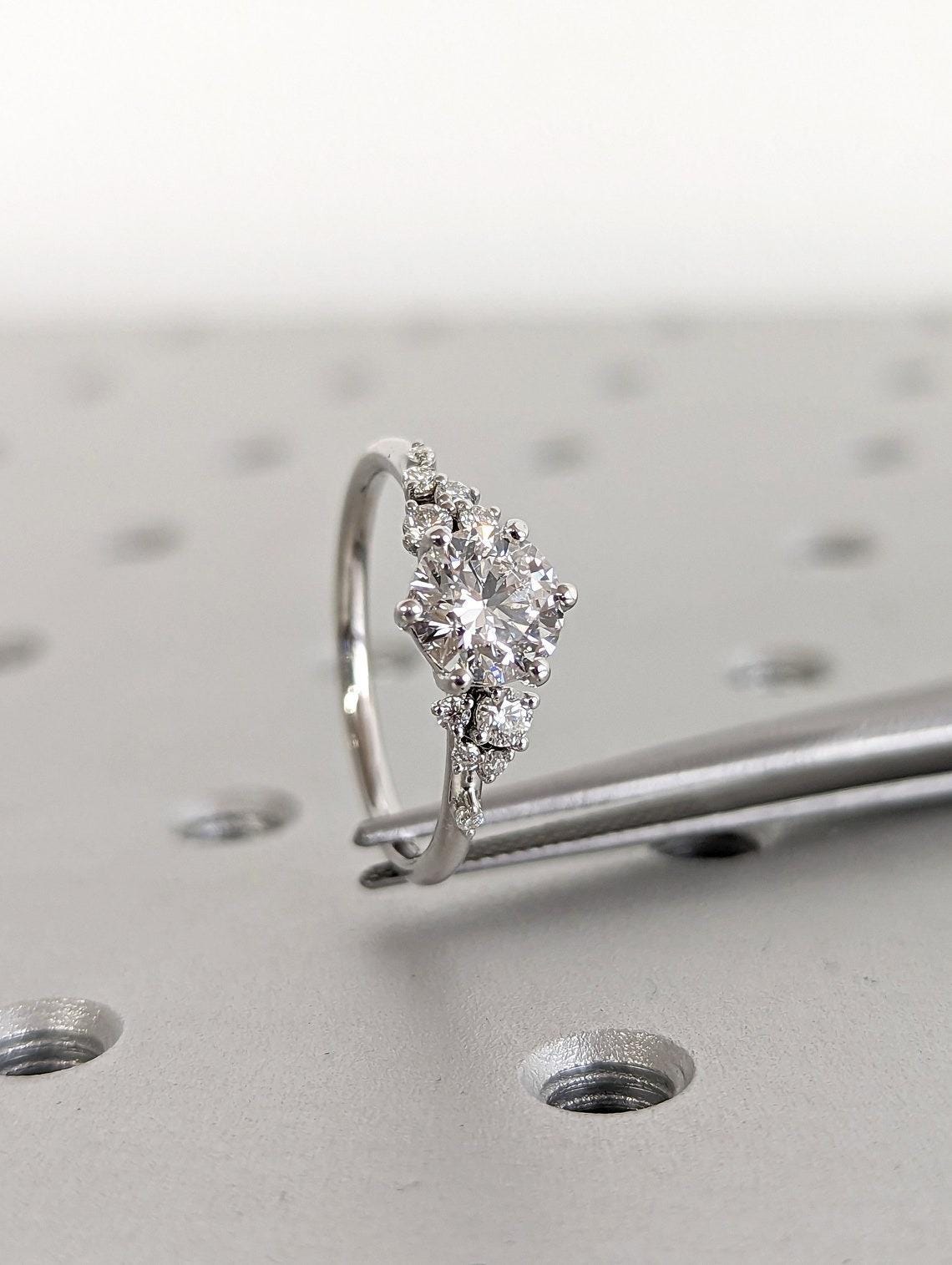 Asscher Three Stones Engagement Ring – 5.75 CT Moissanite Diamond