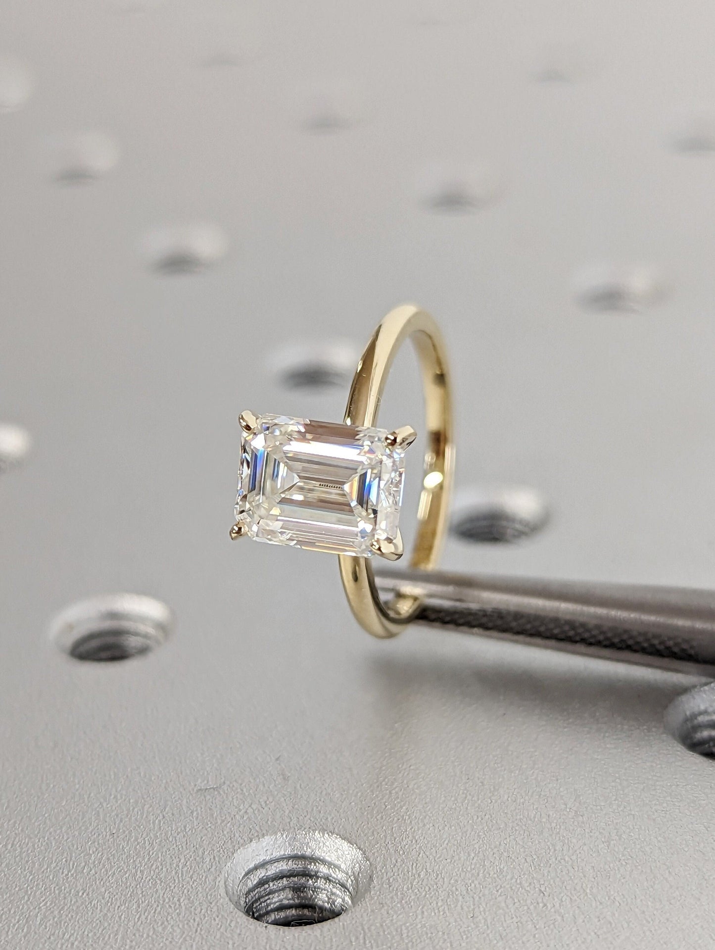 Asscher Three Stones Engagement Ring – 5.75 CT Moissanite Diamond