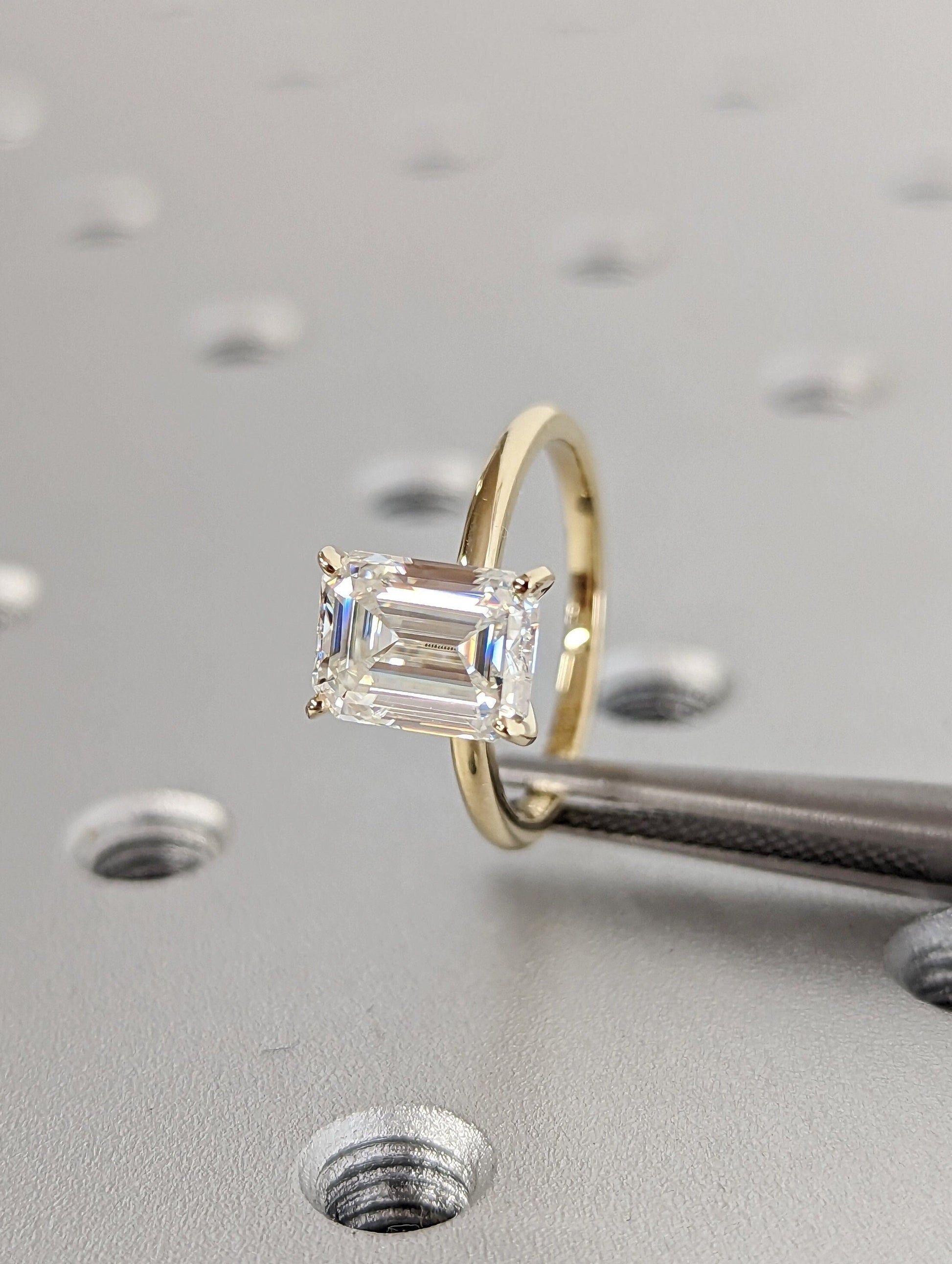 Asscher Three Stones Engagement Ring – 5.75 CT Moissanite Diamond