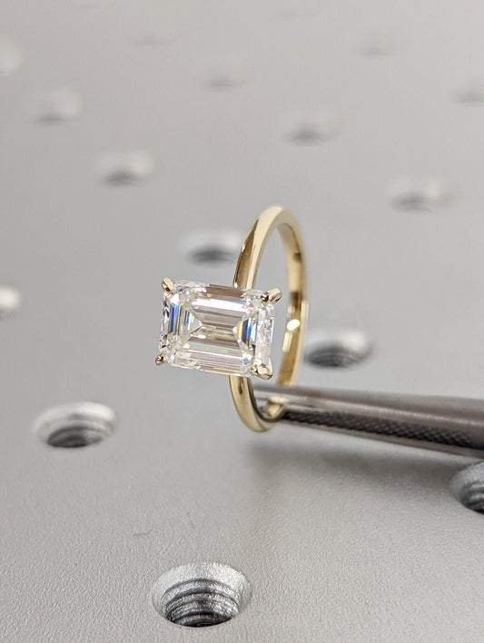 Asscher Three Stones Engagement Ring – 5.75 CT Moissanite Diamond