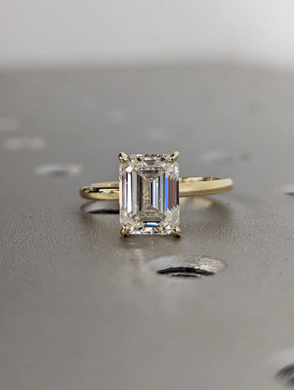 Asscher Three Stones Engagement Ring – 5.75 CT Moissanite Diamond