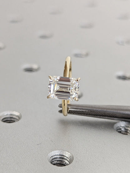 Asscher Three Stones Engagement Ring – 5.75 CT Moissanite Diamond