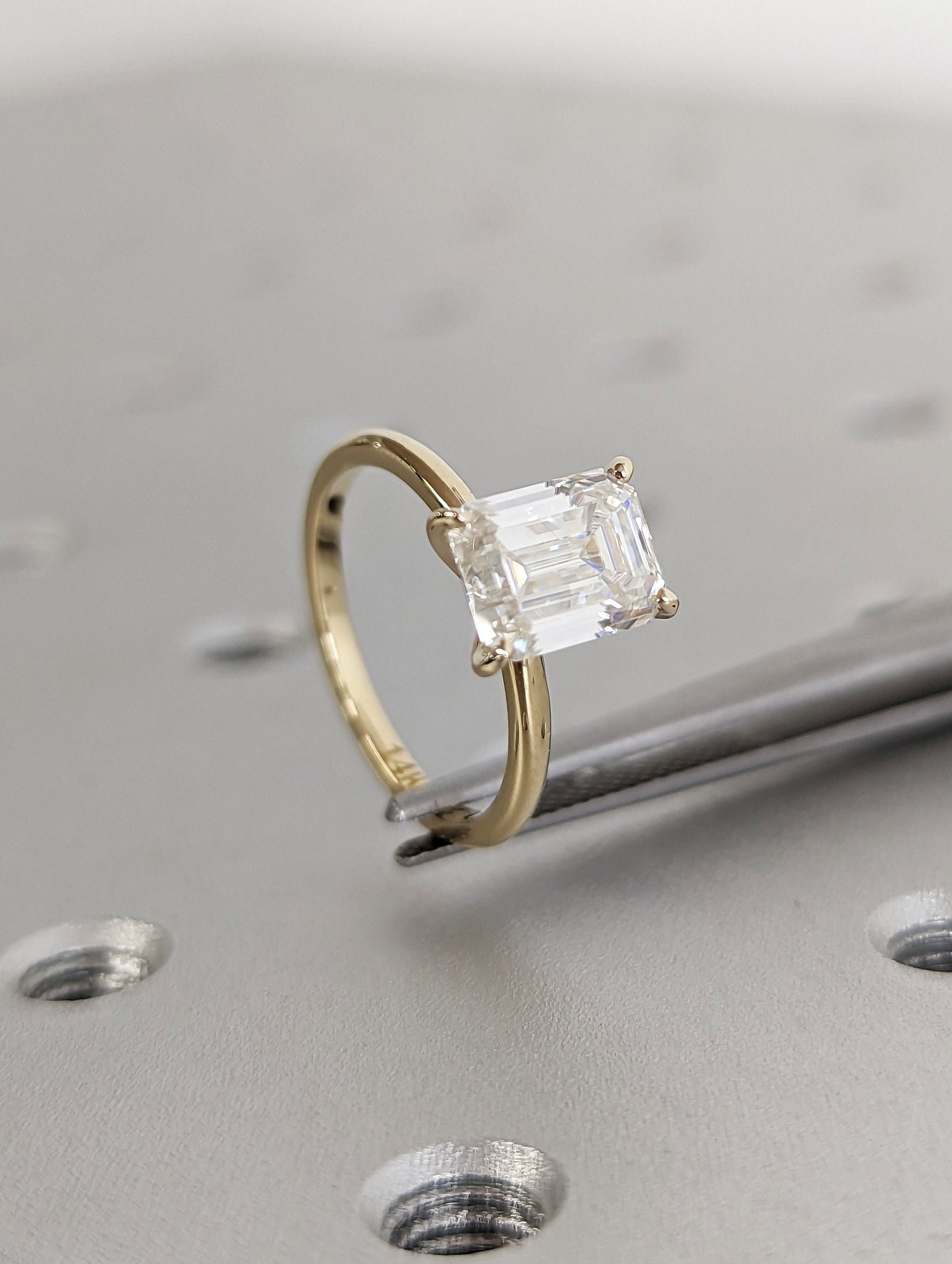 Asscher Three Stones Engagement Ring – 5.75 CT Moissanite Diamond