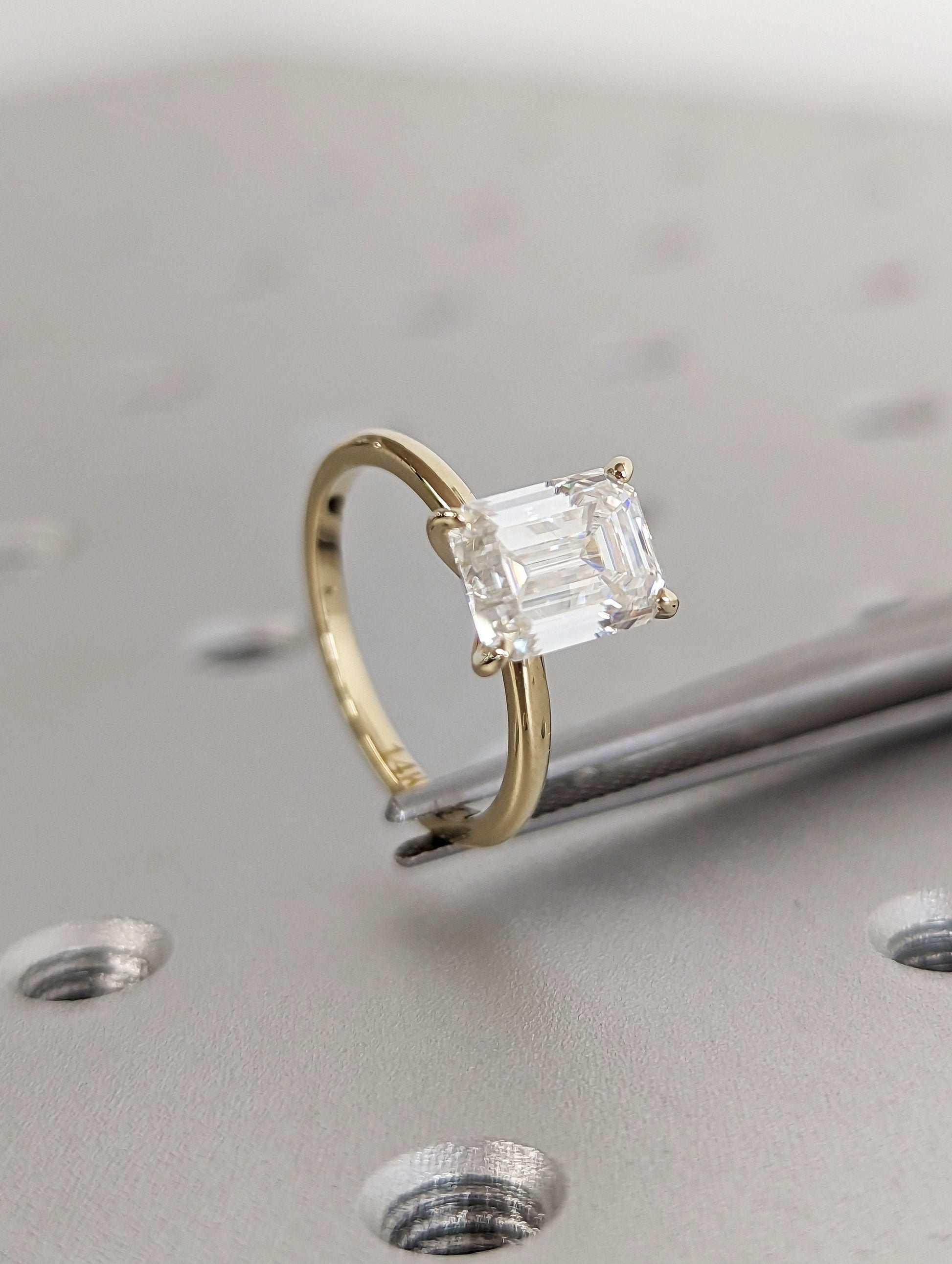 Asscher Three Stones Engagement Ring – 5.75 CT Moissanite Diamond