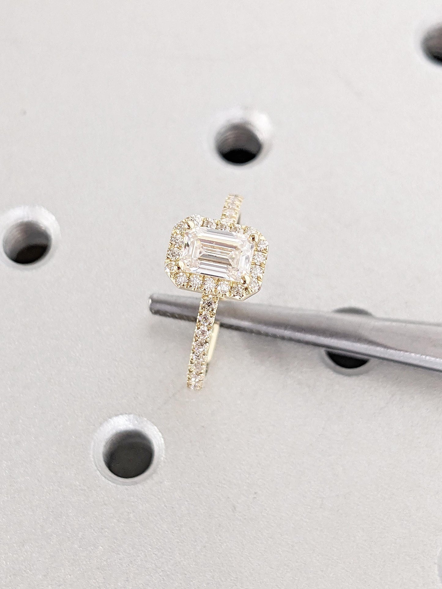 Asscher Three Stones Engagement Ring – 5.75 CT Moissanite Diamond