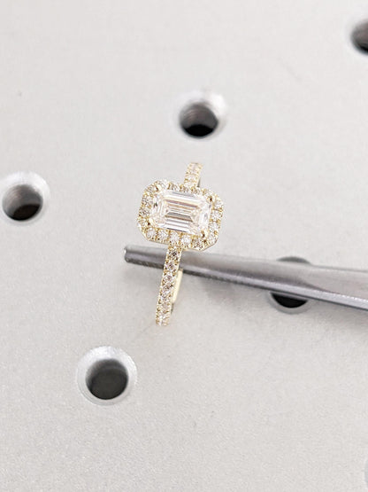Asscher Three Stones Engagement Ring – 5.75 CT Moissanite Diamond