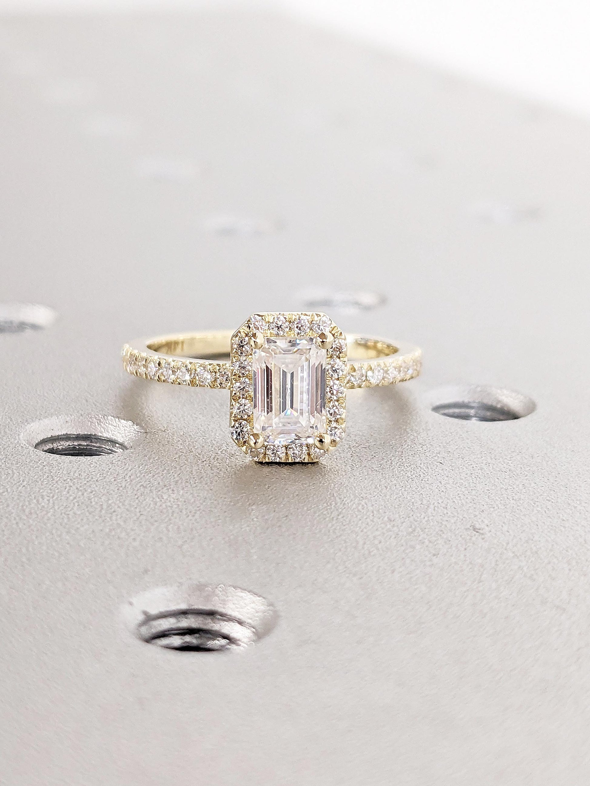 Asscher Three Stones Engagement Ring – 5.75 CT Moissanite Diamond