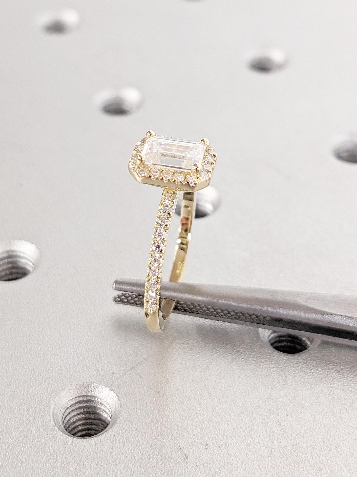 Asscher Three Stones Engagement Ring – 5.75 CT Moissanite Diamond