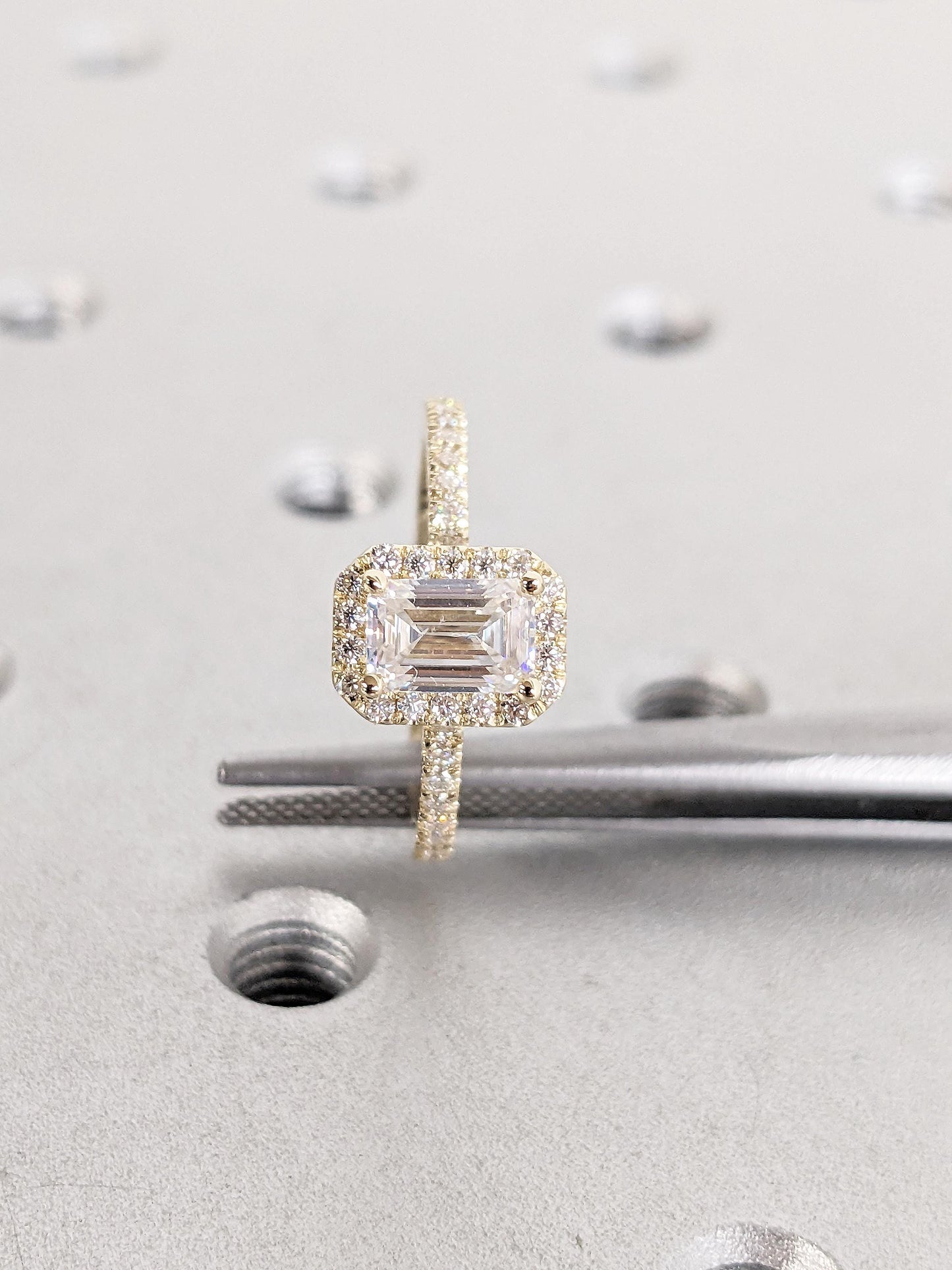 Asscher Three Stones Engagement Ring – 5.75 CT Moissanite Diamond