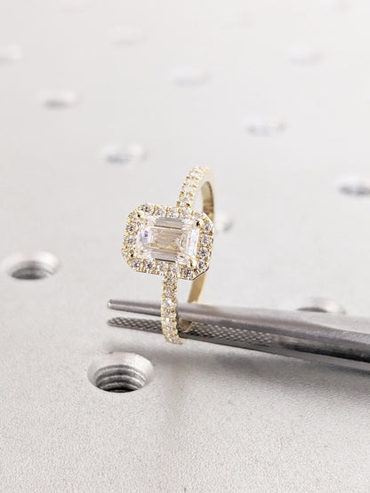 Asscher Three Stones Engagement Ring – 5.75 CT Moissanite Diamond