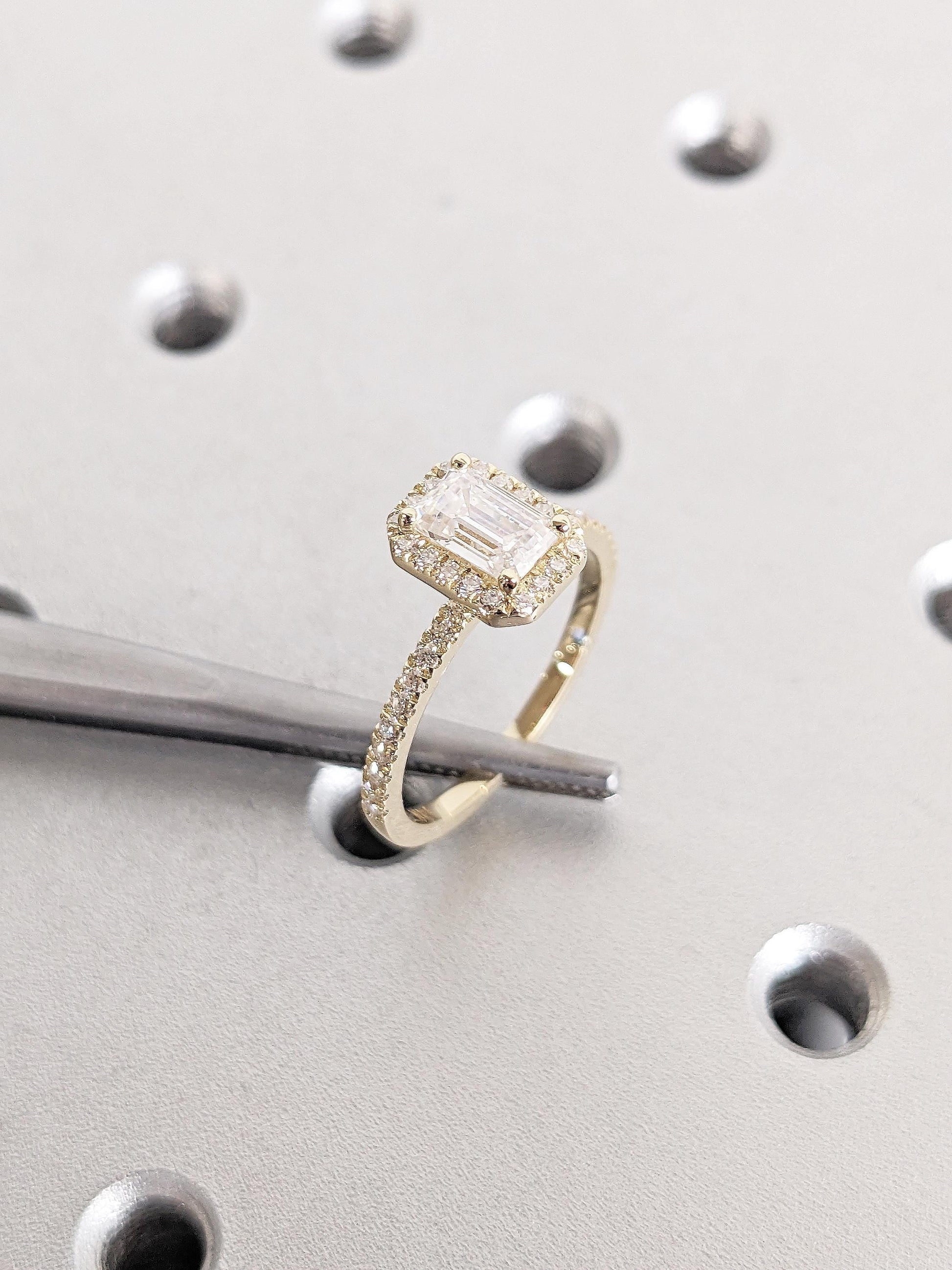 Asscher Three Stones Engagement Ring – 5.75 CT Moissanite Diamond