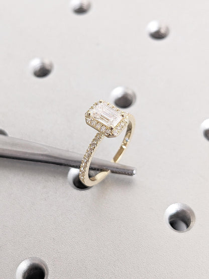 Asscher Three Stones Engagement Ring – 5.75 CT Moissanite Diamond