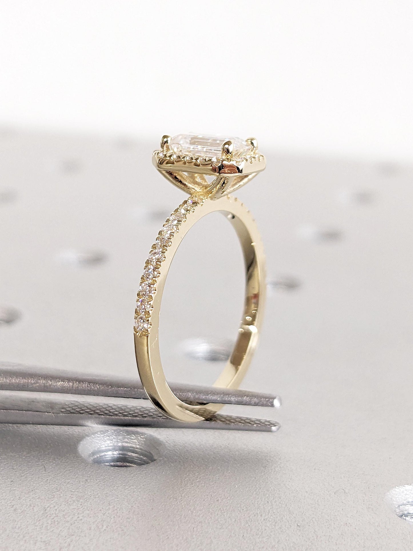 Asscher Three Stones Engagement Ring – 5.75 CT Moissanite Diamond