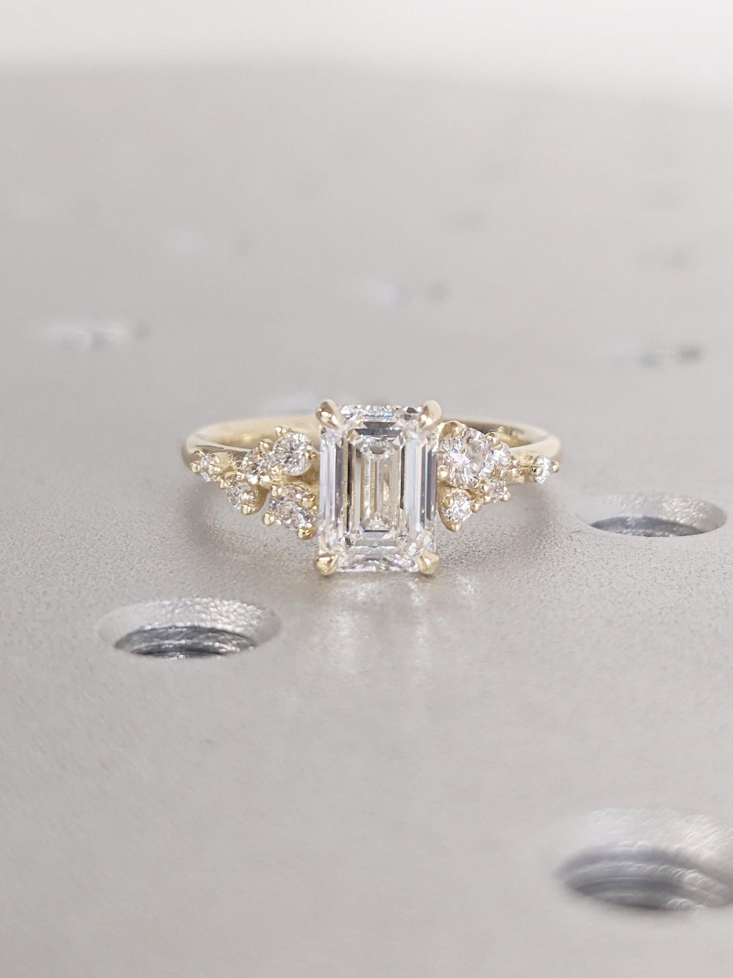 Asscher Three Stones Engagement Ring – 5.75 CT Moissanite Diamond