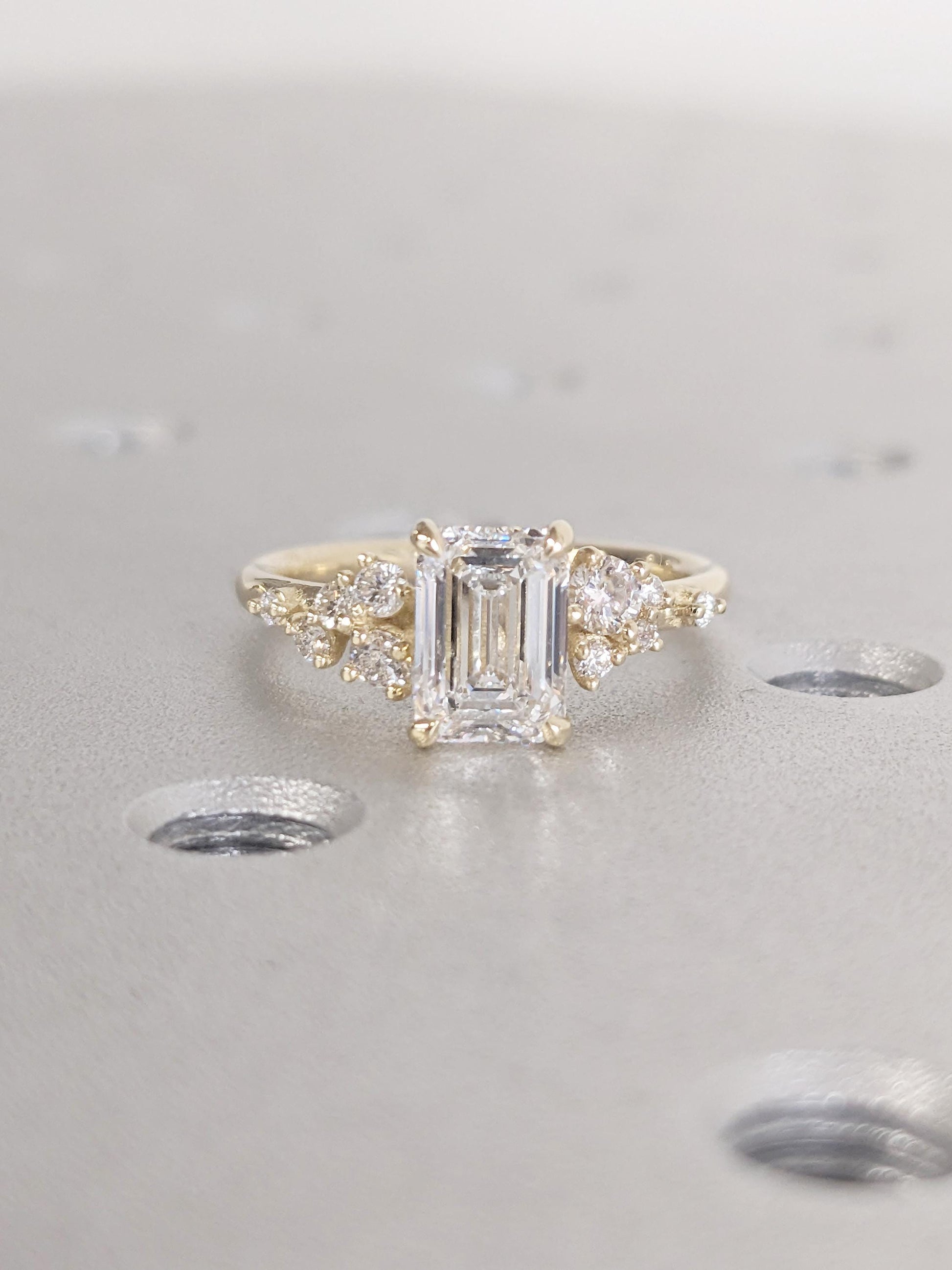 Asscher Three Stones Engagement Ring – 5.75 CT Moissanite Diamond