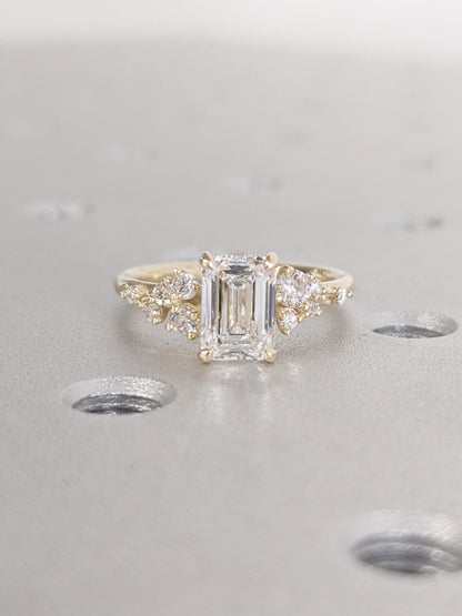 Asscher Three Stones Engagement Ring – 5.75 CT Moissanite Diamond