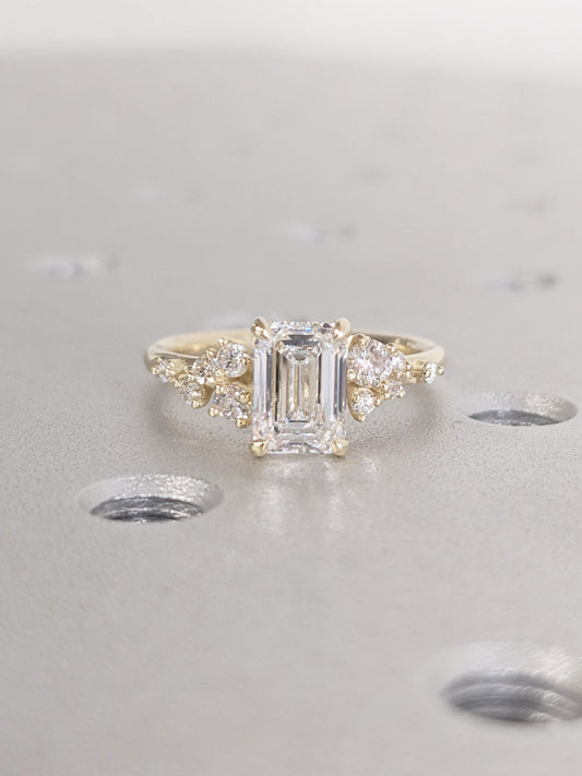 Asscher Three Stones Engagement Ring – 5.75 CT Moissanite Diamond