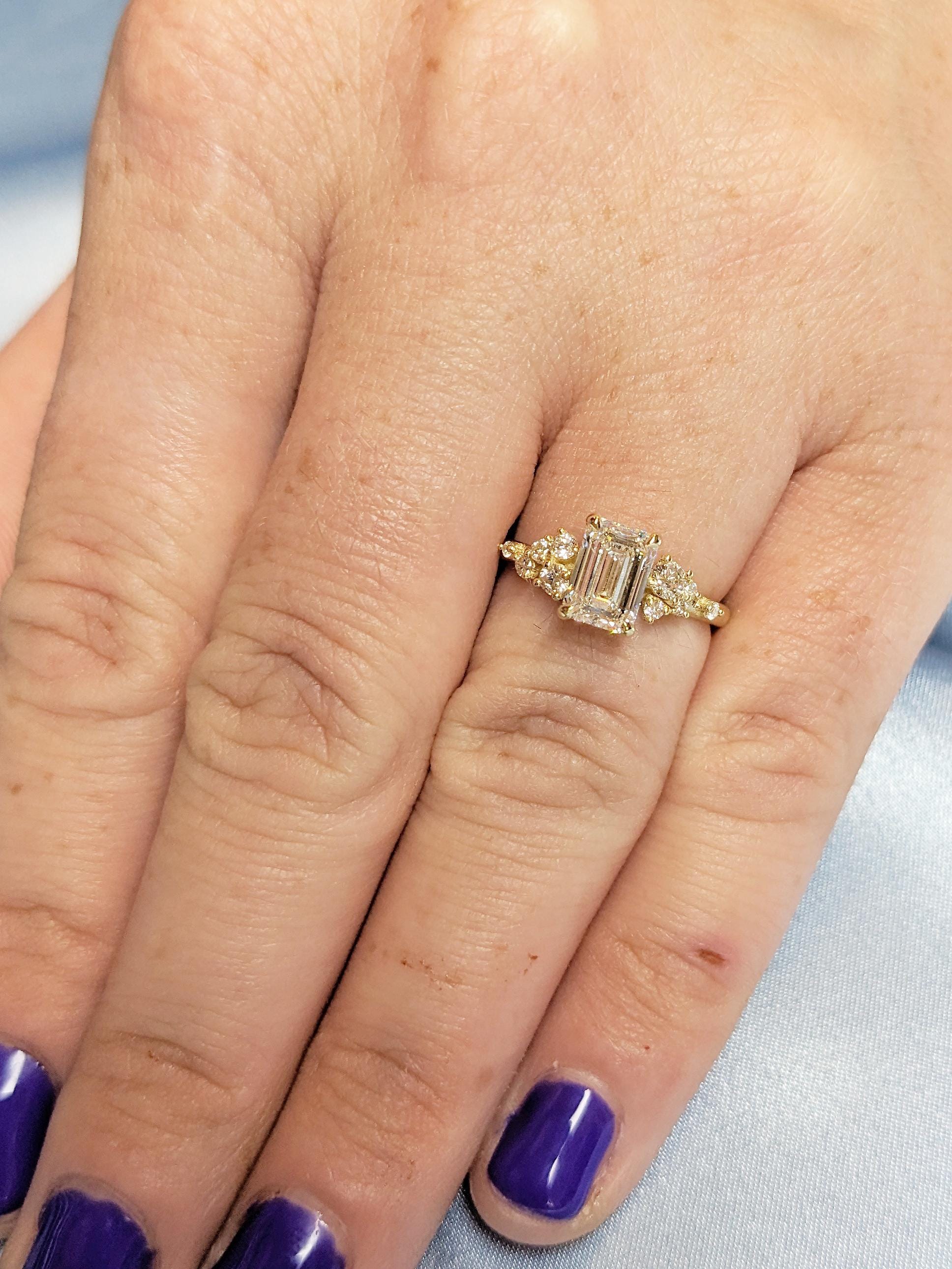 Asscher Three Stones Engagement Ring – 5.75 CT Moissanite Diamond
