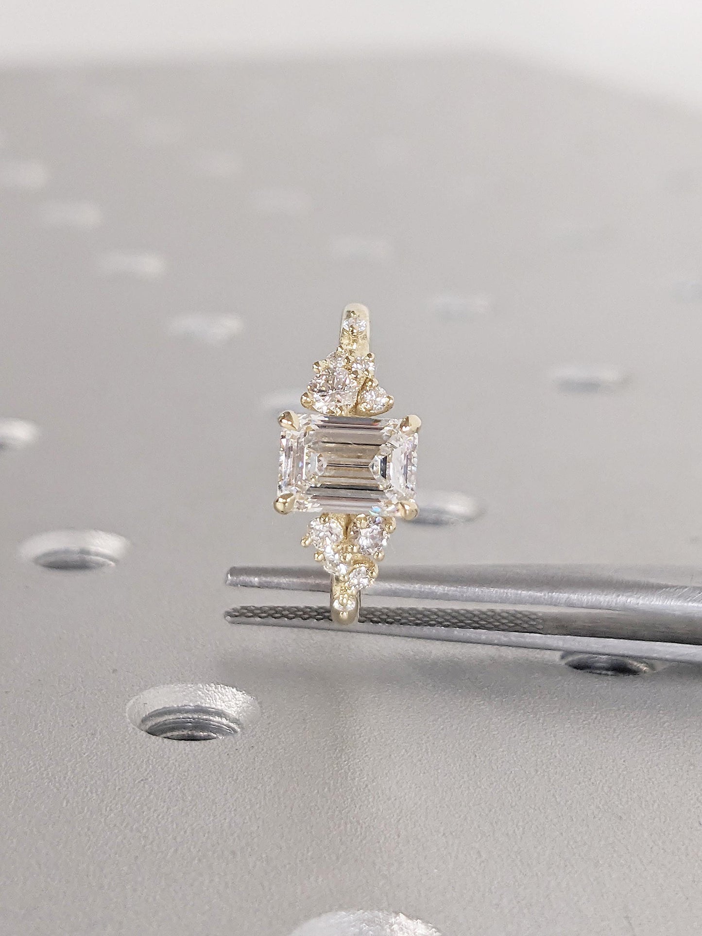 Asscher Three Stones Engagement Ring – 5.75 CT Moissanite Diamond