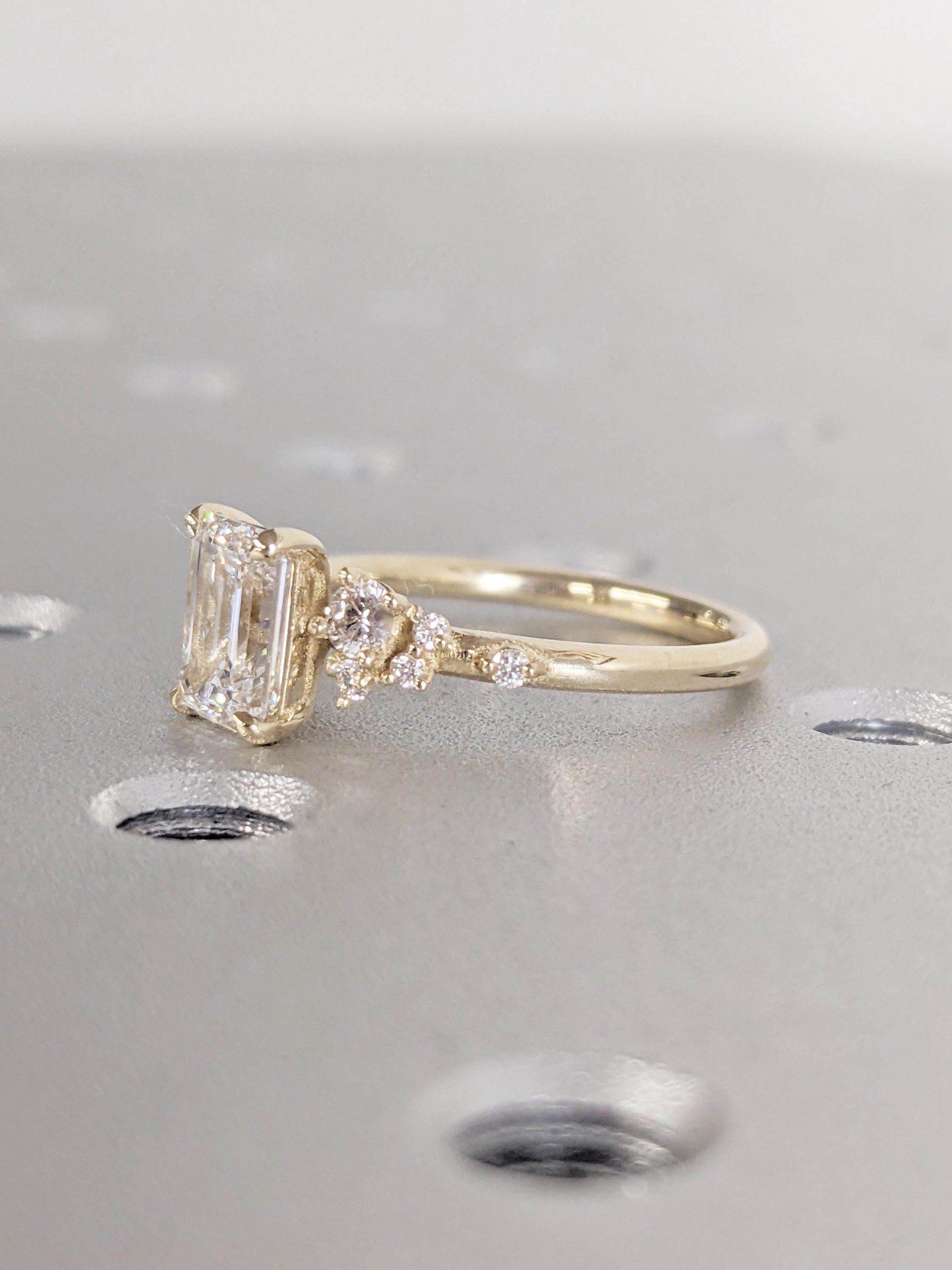 Asscher Three Stones Engagement Ring – 5.75 CT Moissanite Diamond