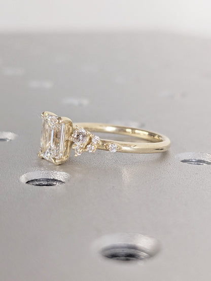 Asscher Three Stones Engagement Ring – 5.75 CT Moissanite Diamond