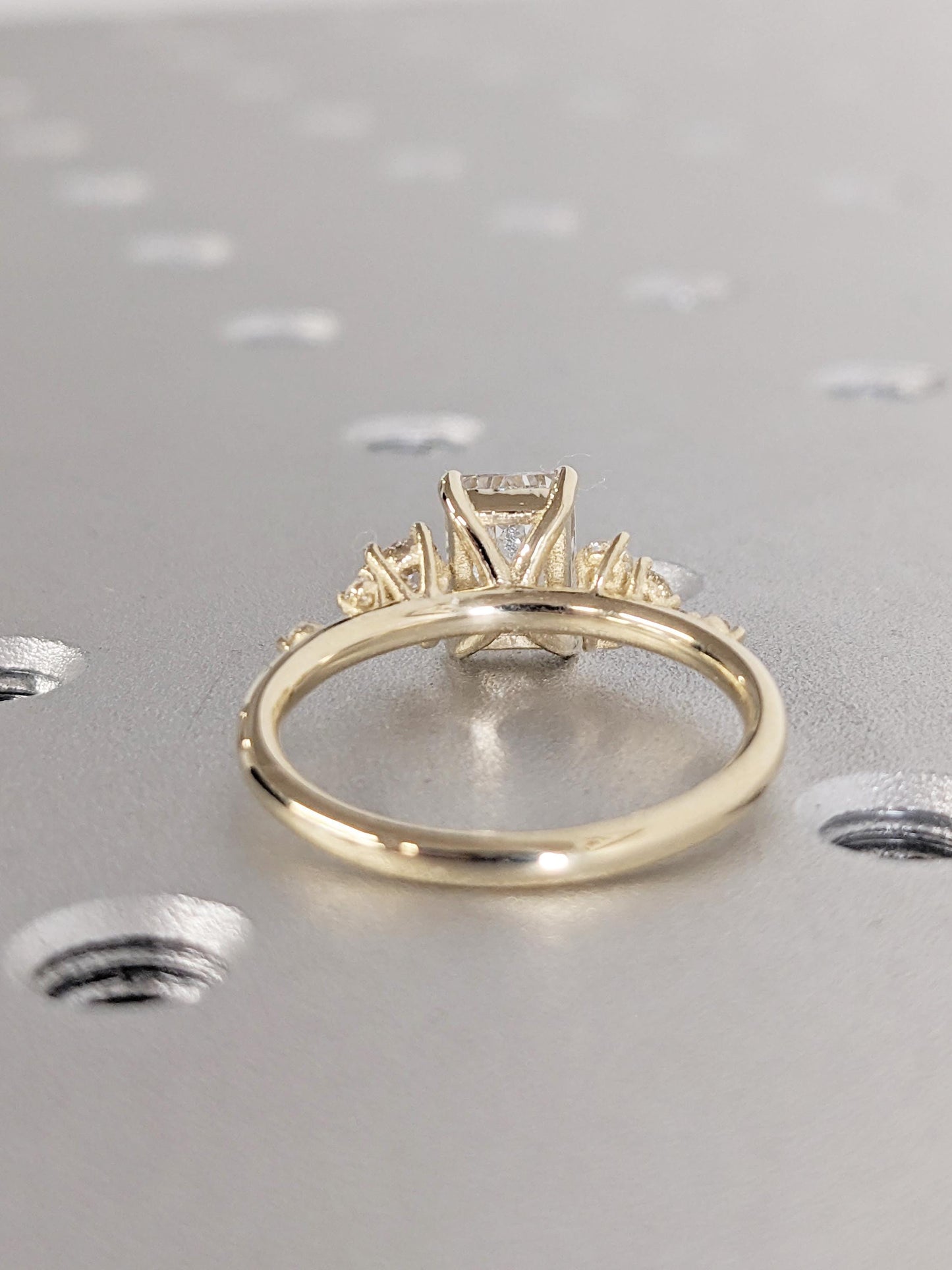 Asscher Three Stones Engagement Ring – 5.75 CT Moissanite Diamond
