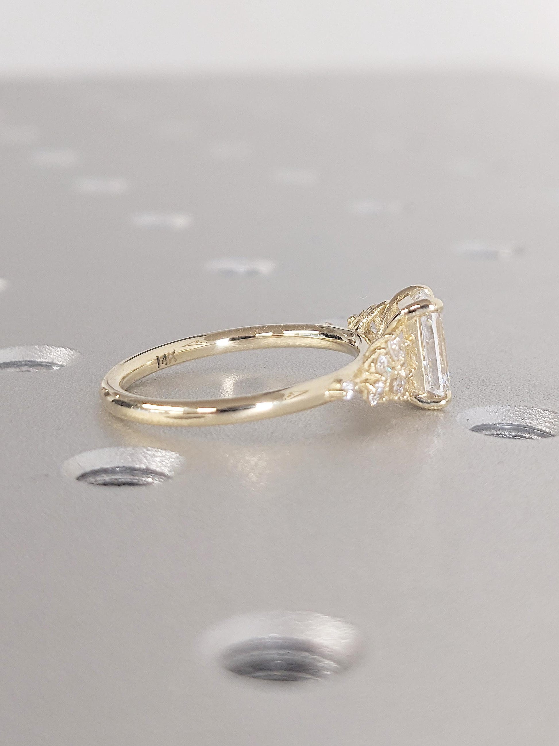 Asscher Three Stones Engagement Ring – 5.75 CT Moissanite Diamond