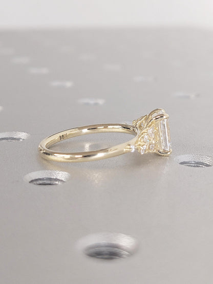 Asscher Three Stones Engagement Ring – 5.75 CT Moissanite Diamond