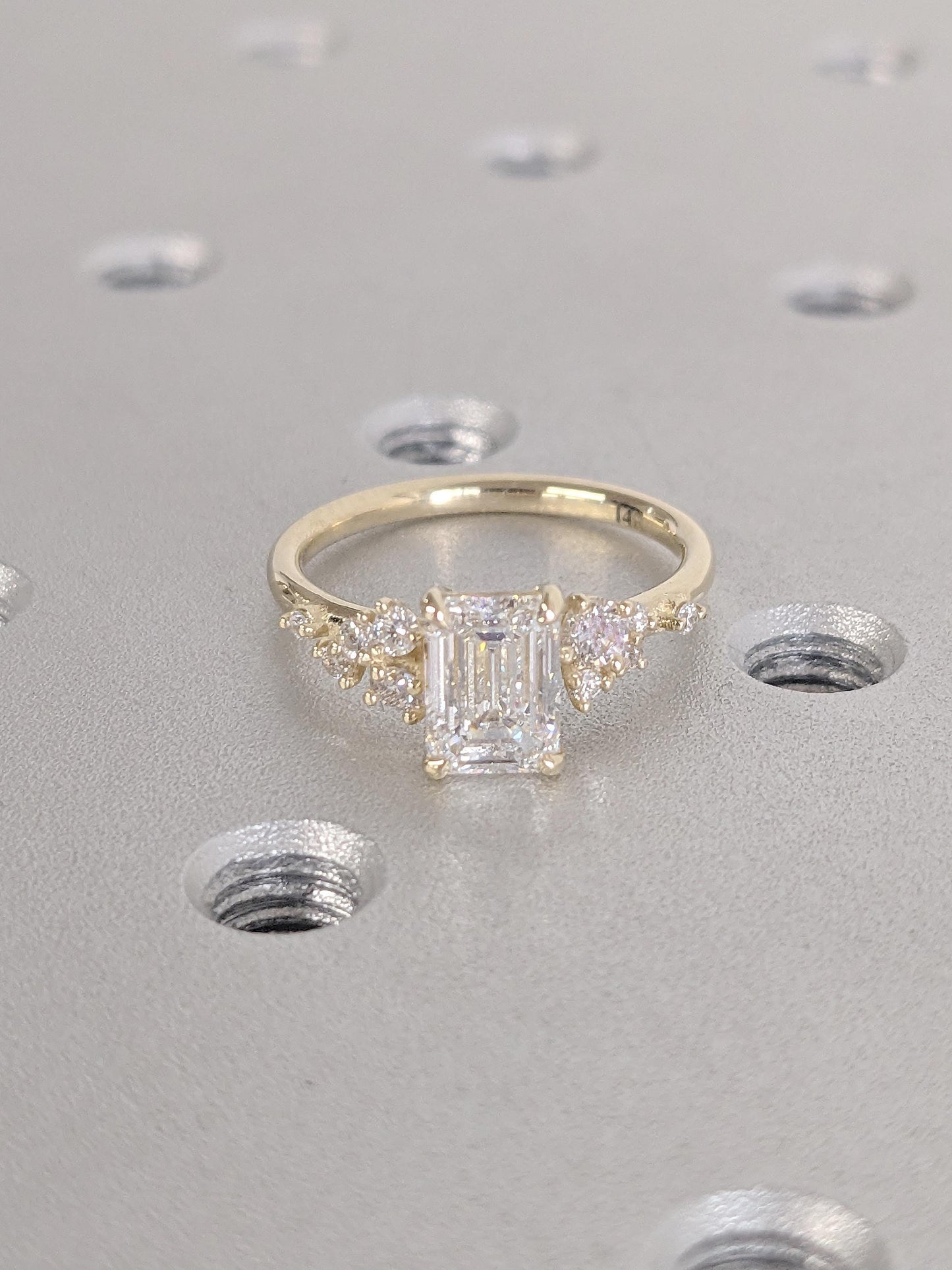 Asscher Three Stones Engagement Ring – 5.75 CT Moissanite Diamond