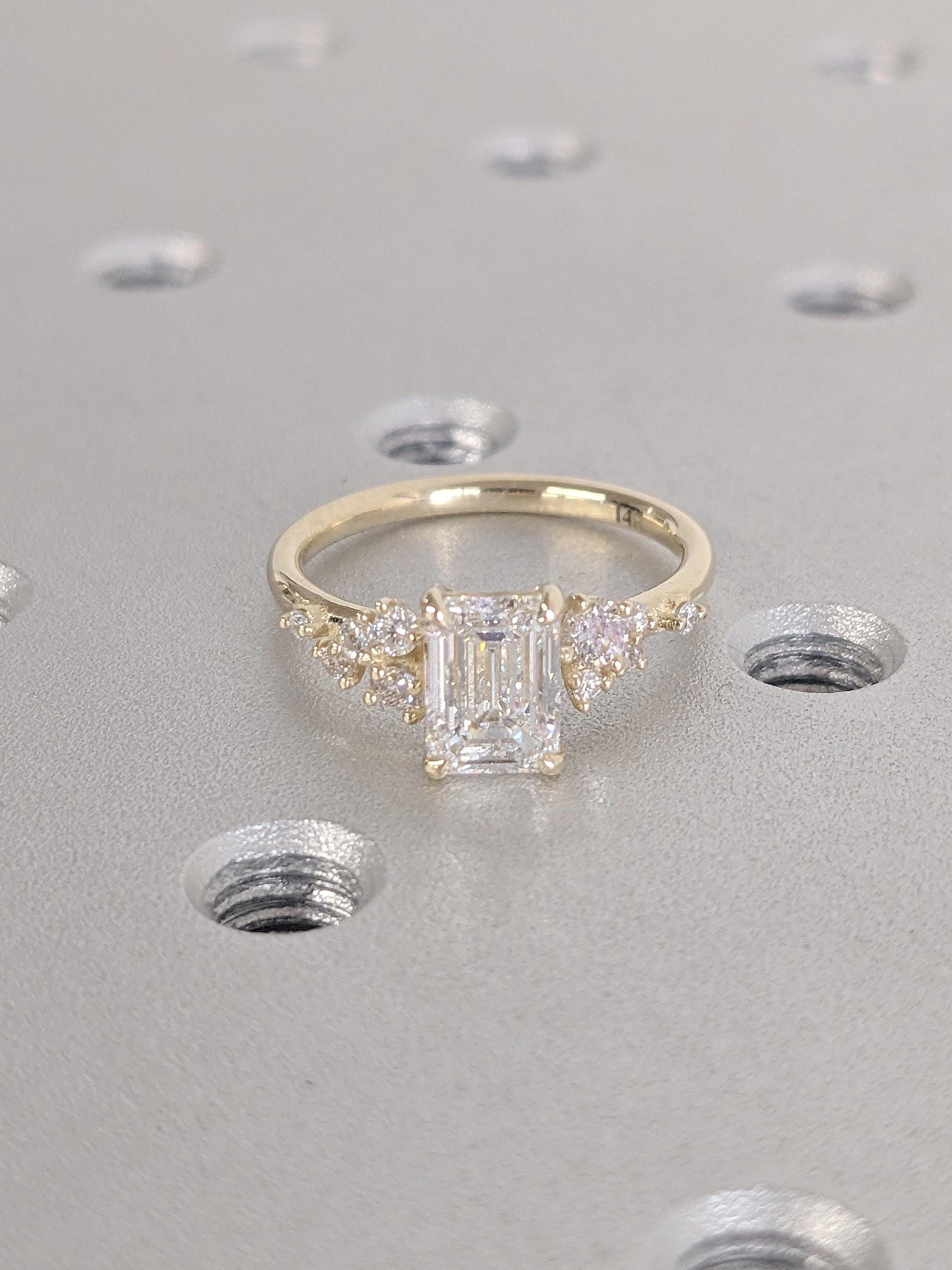 Asscher Three Stones Engagement Ring – 5.75 CT Moissanite Diamond