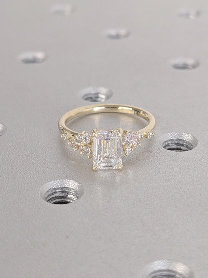Asscher Three Stones Engagement Ring – 5.75 CT Moissanite Diamond