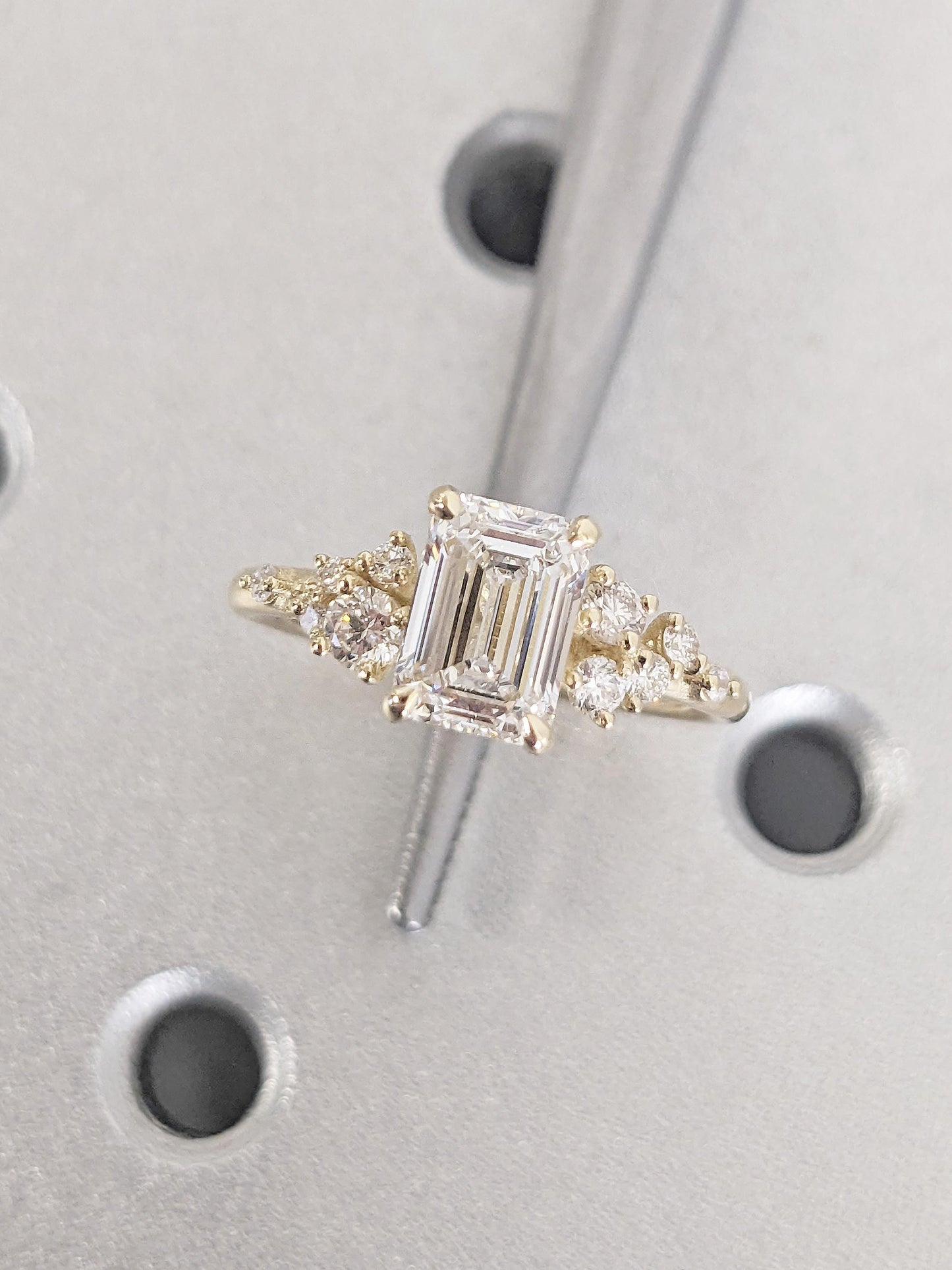 Asscher Three Stones Engagement Ring – 5.75 CT Moissanite Diamond