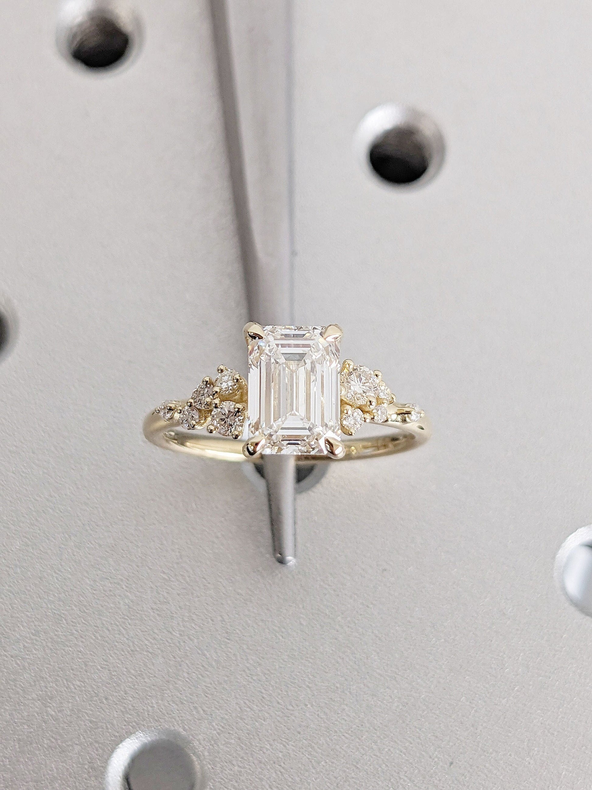 Asscher Three Stones Engagement Ring – 5.75 CT Moissanite Diamond