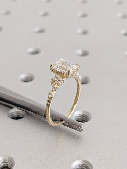 Asscher Three Stones Engagement Ring – 5.75 CT Moissanite Diamond