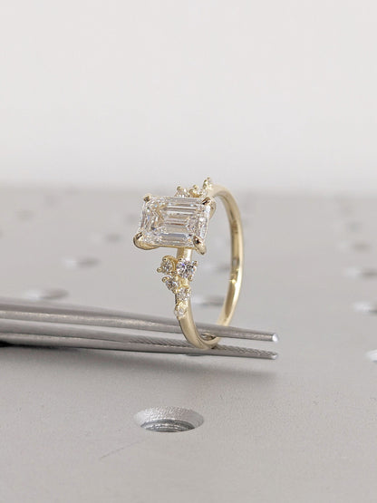 Asscher Three Stones Engagement Ring – 5.75 CT Moissanite Diamond