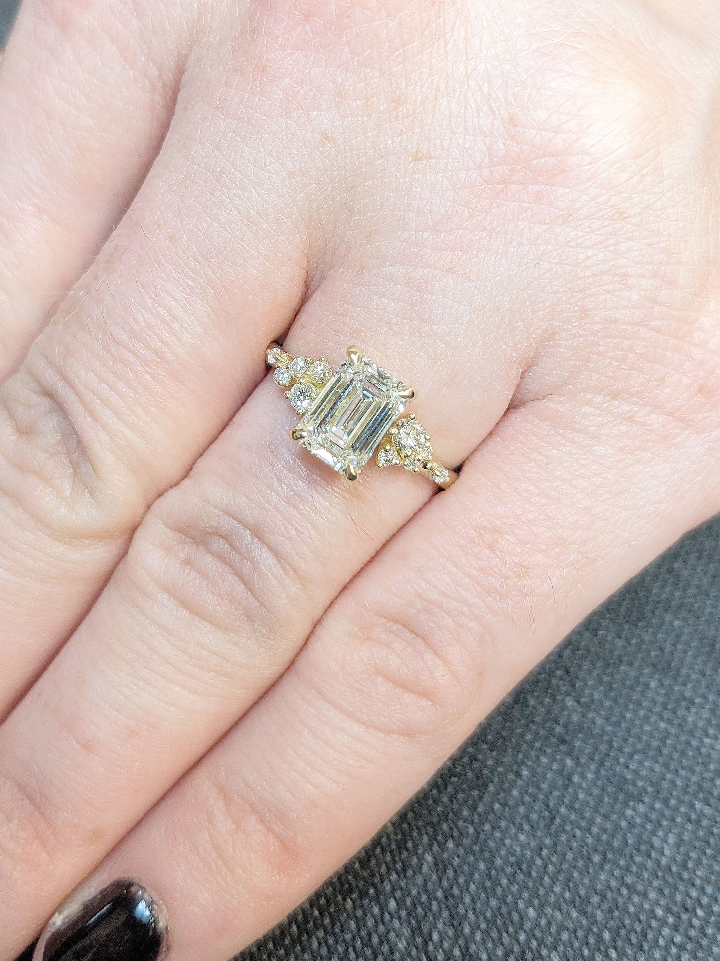 Asscher Three Stones Engagement Ring – 5.75 CT Moissanite Diamond