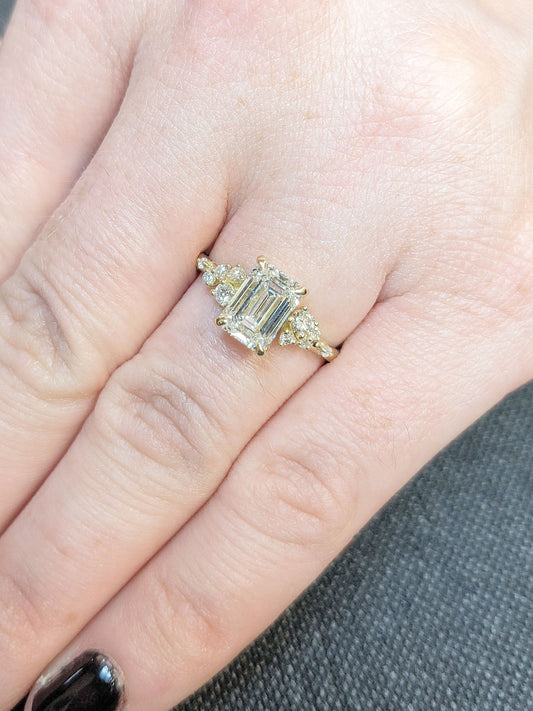 Asscher Three Stones Engagement Ring – 5.75 CT Moissanite Diamond