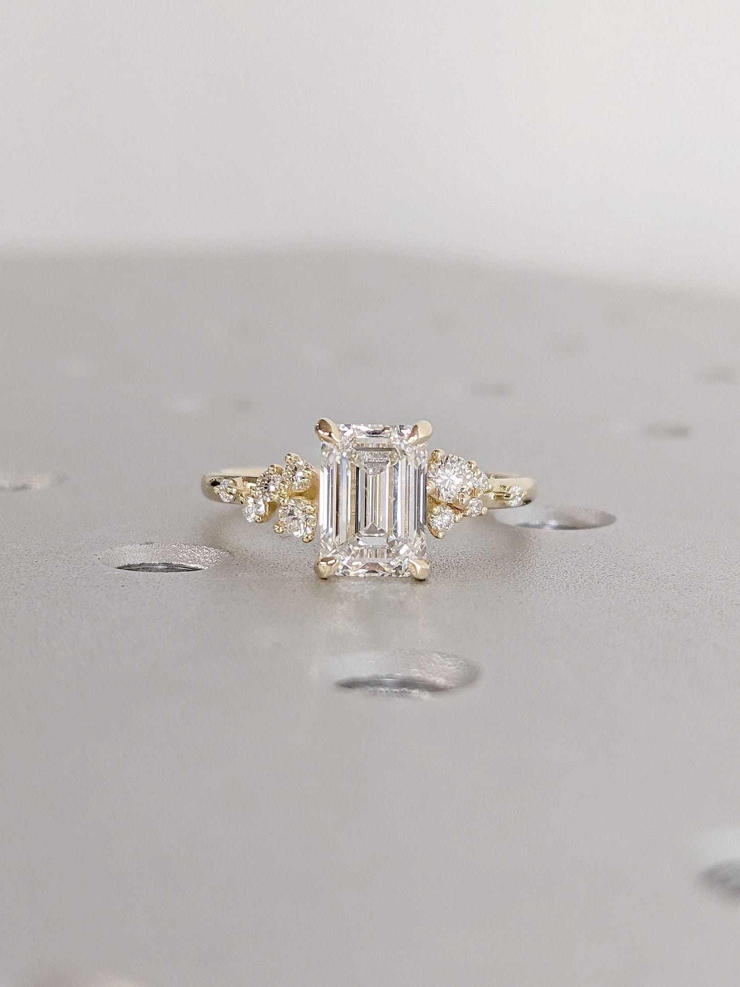 Asscher Three Stones Engagement Ring – 5.75 CT Moissanite Diamond