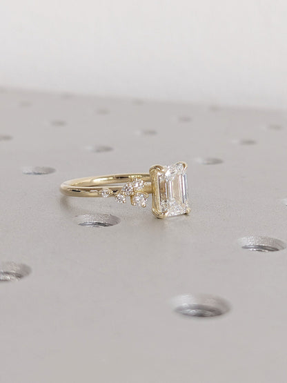Asscher Three Stones Engagement Ring – 5.75 CT Moissanite Diamond